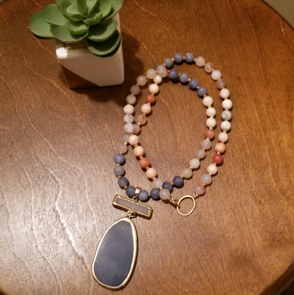 African Matte Agate Bead Necklace